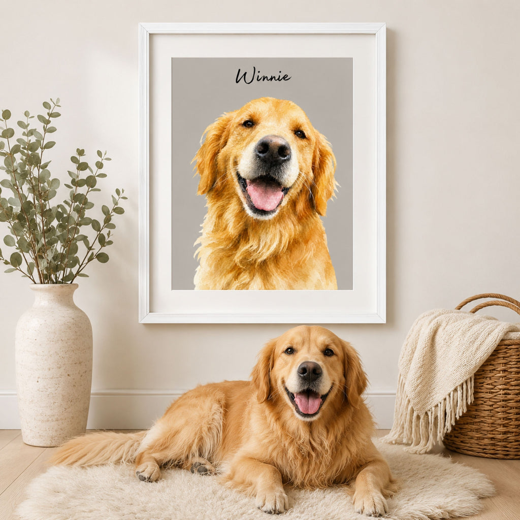 Custom Minimalist Pet Portrait from Photo | Personalized Pet Art