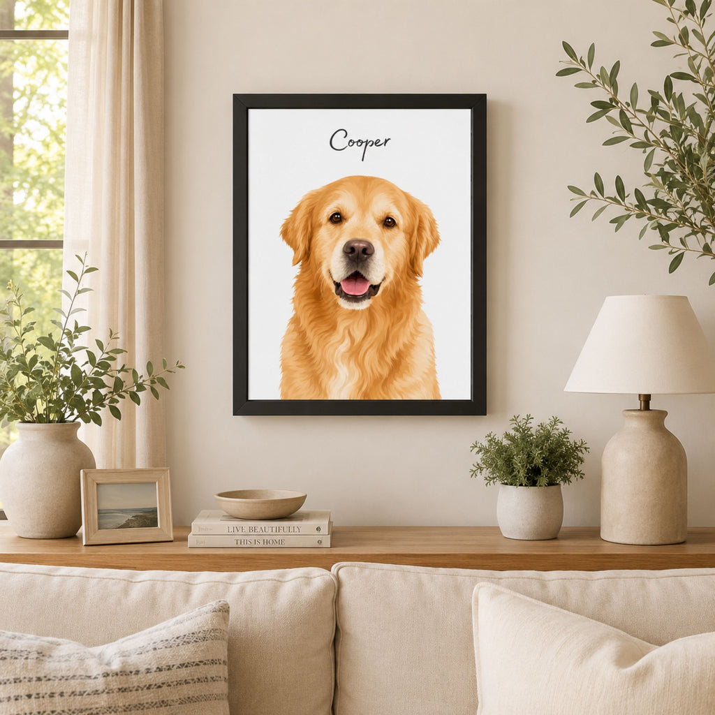 Custom Minimalist Cat Portrait from Photo | Personalized Pet Art