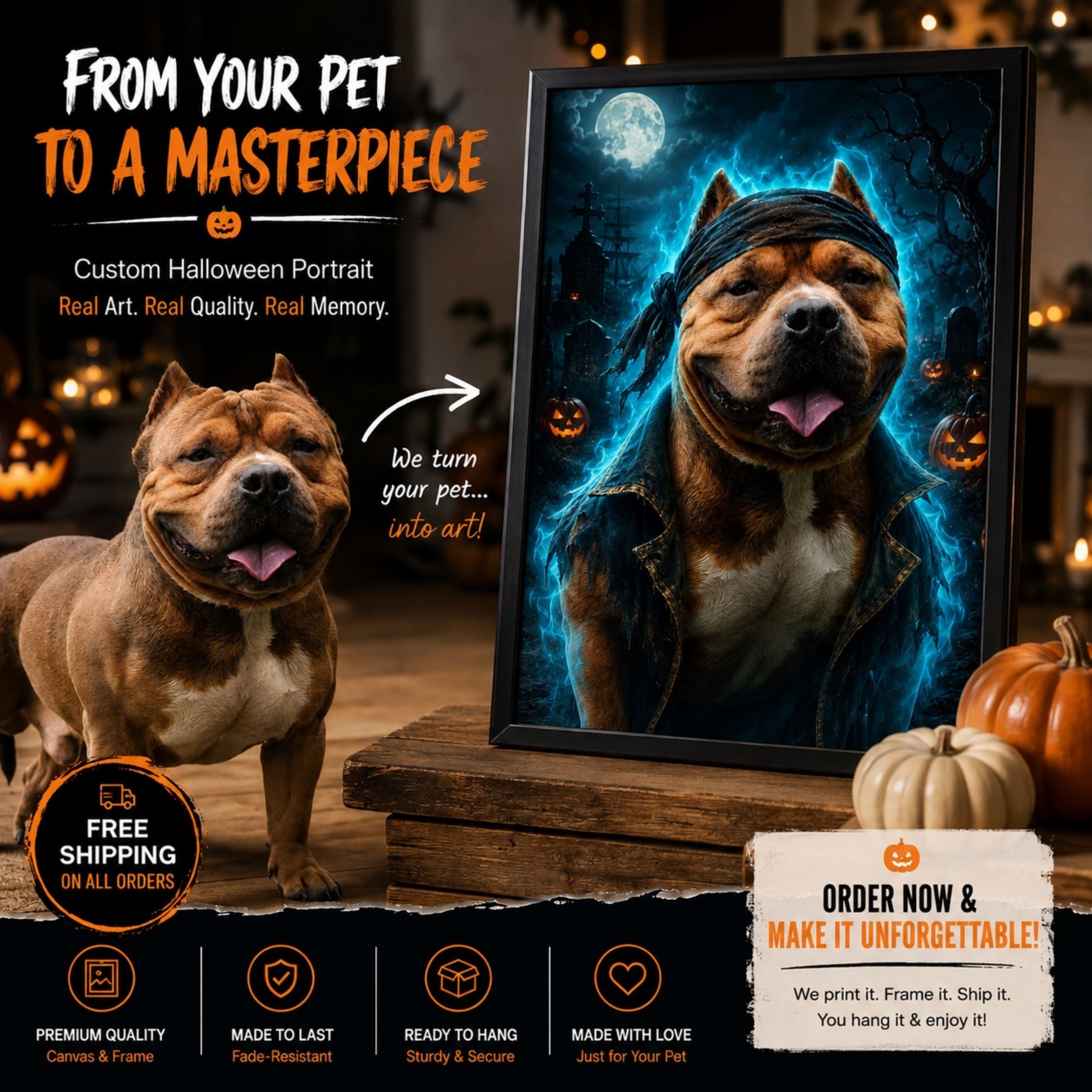Custom Spooky Royal Pet Portrait | Gothic Halloween Art