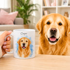 Personalized Watercolor Pet Portrait Mug | Custom Cat & Dog Gift