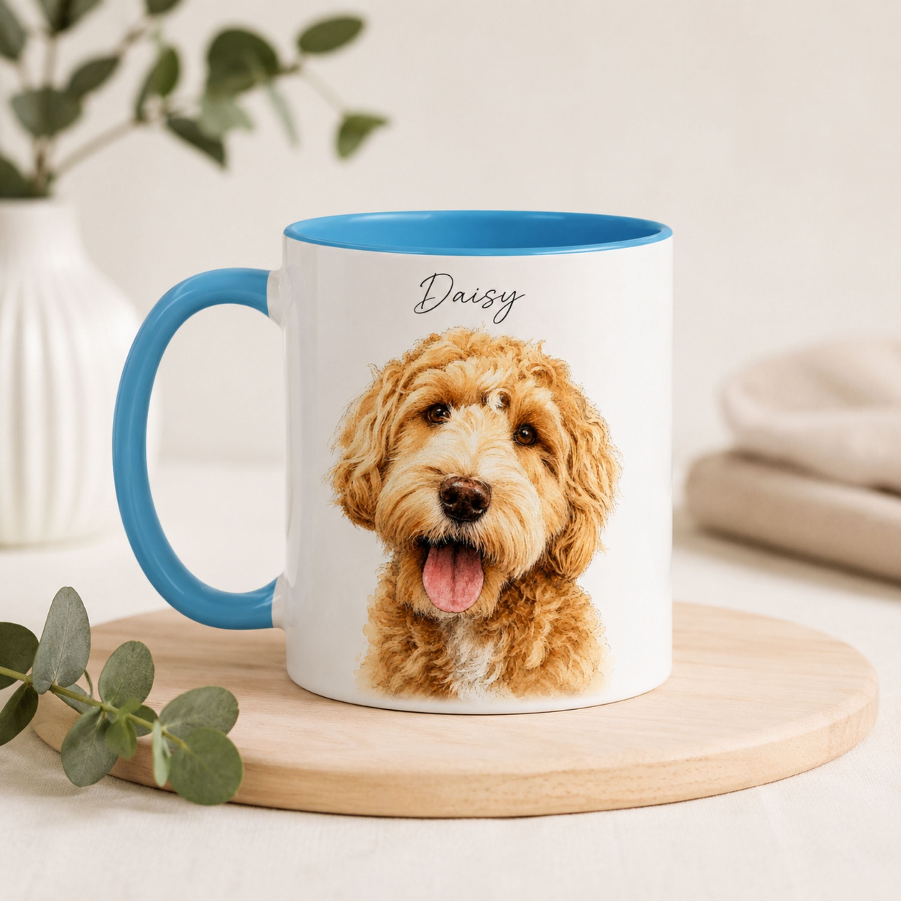 Custom Watercolor Pet Portrait Mug | Personalized Dog & Cat Coffee Cup
