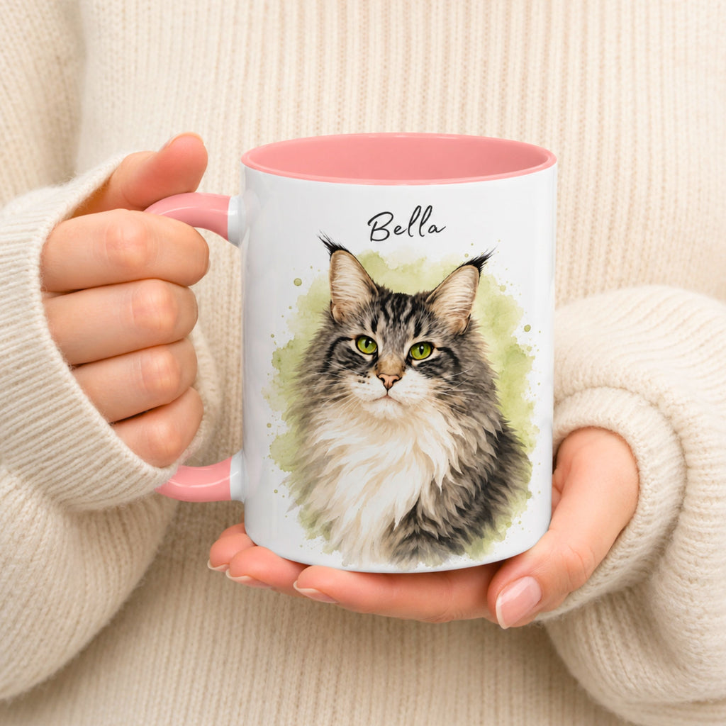 Personalized Watercolor Pet Portrait Mug | Custom Cat & Dog Gift