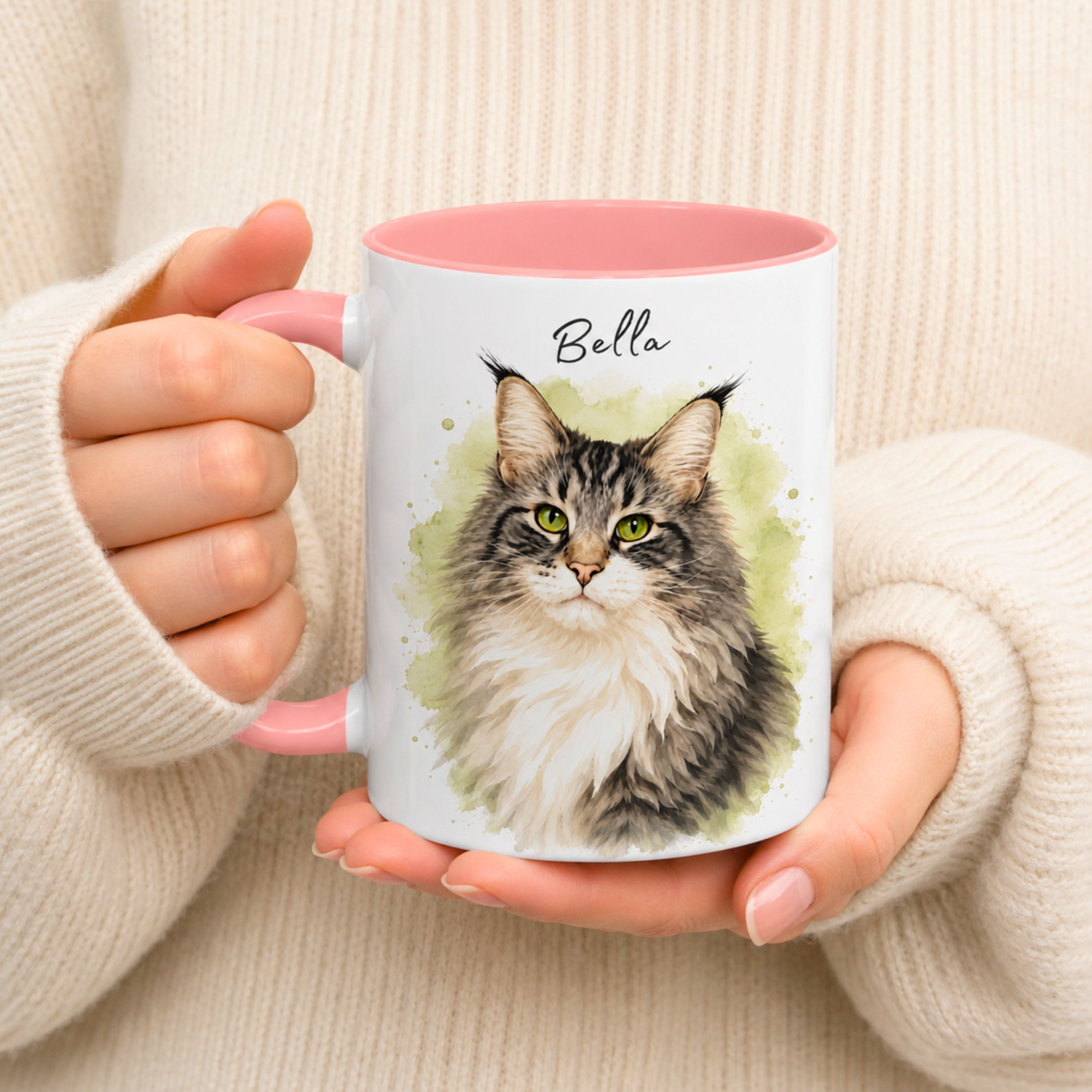 Personalized Watercolor Pet Portrait Mug | Custom Cat & Dog Gift