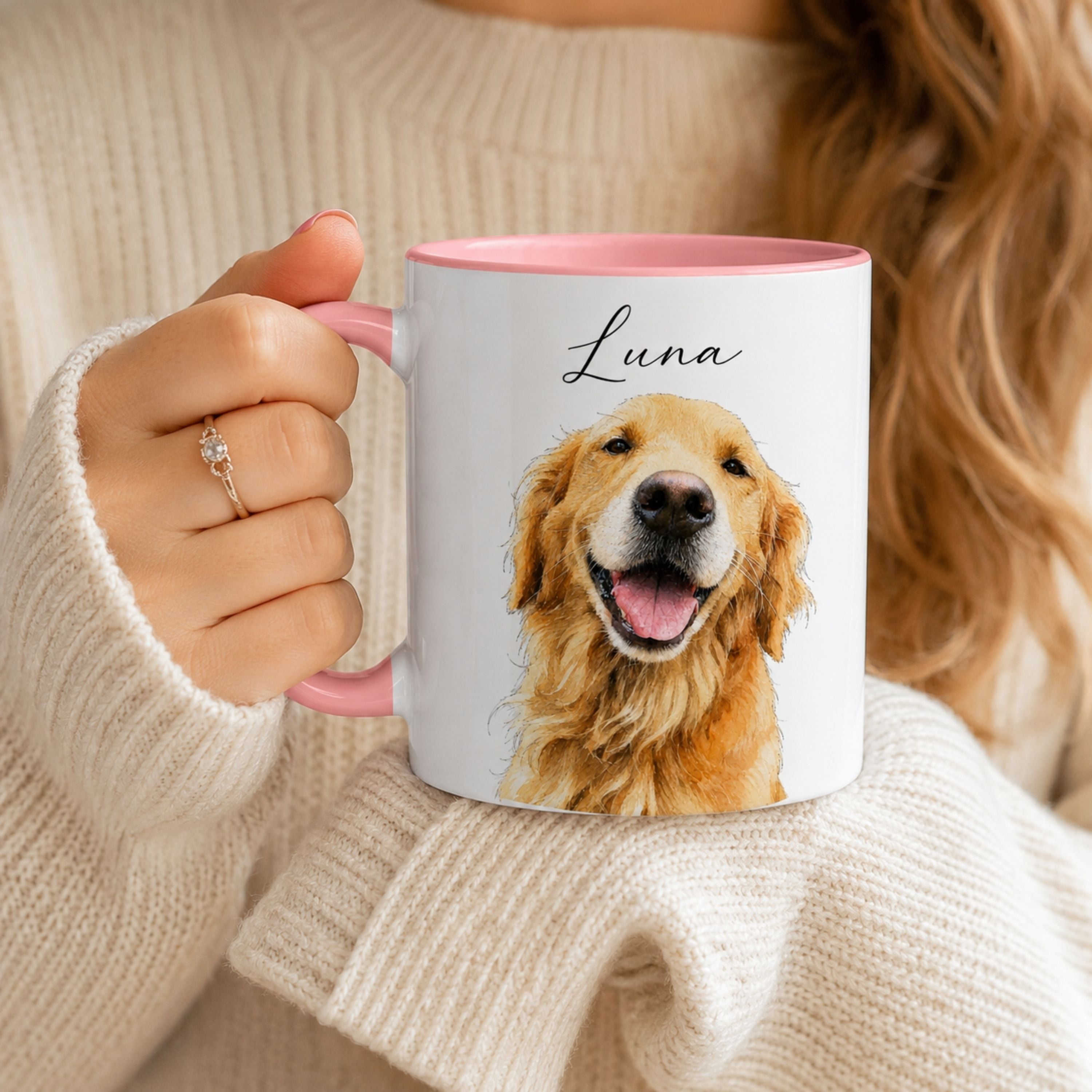 Custom Watercolor Pet Portrait Mug | Personalized Dog & Cat Coffee Cup