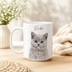 Custom Watercolor Pet Portrait Mug | Personalized Dog & Cat Coffee Cup