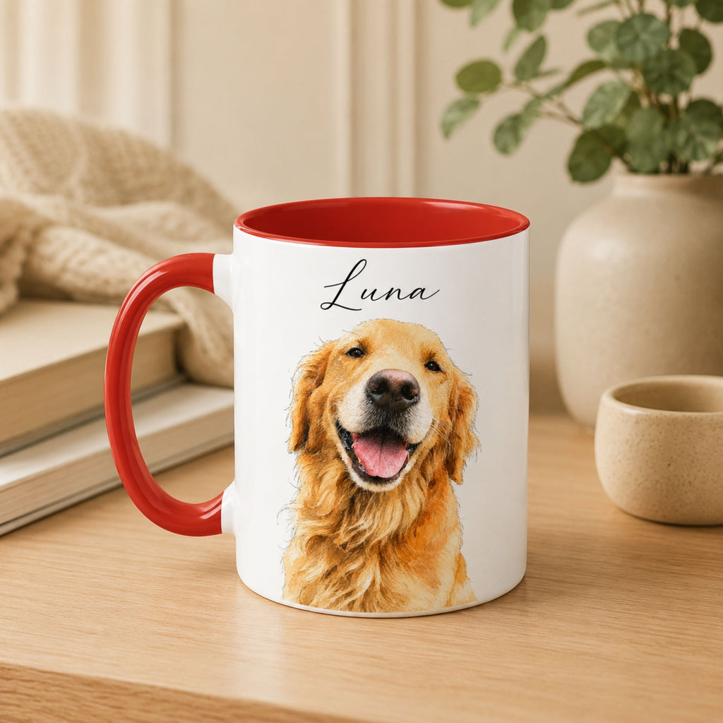 Custom Watercolor Pet Portrait Mug | Personalized Dog & Cat Coffee Cup