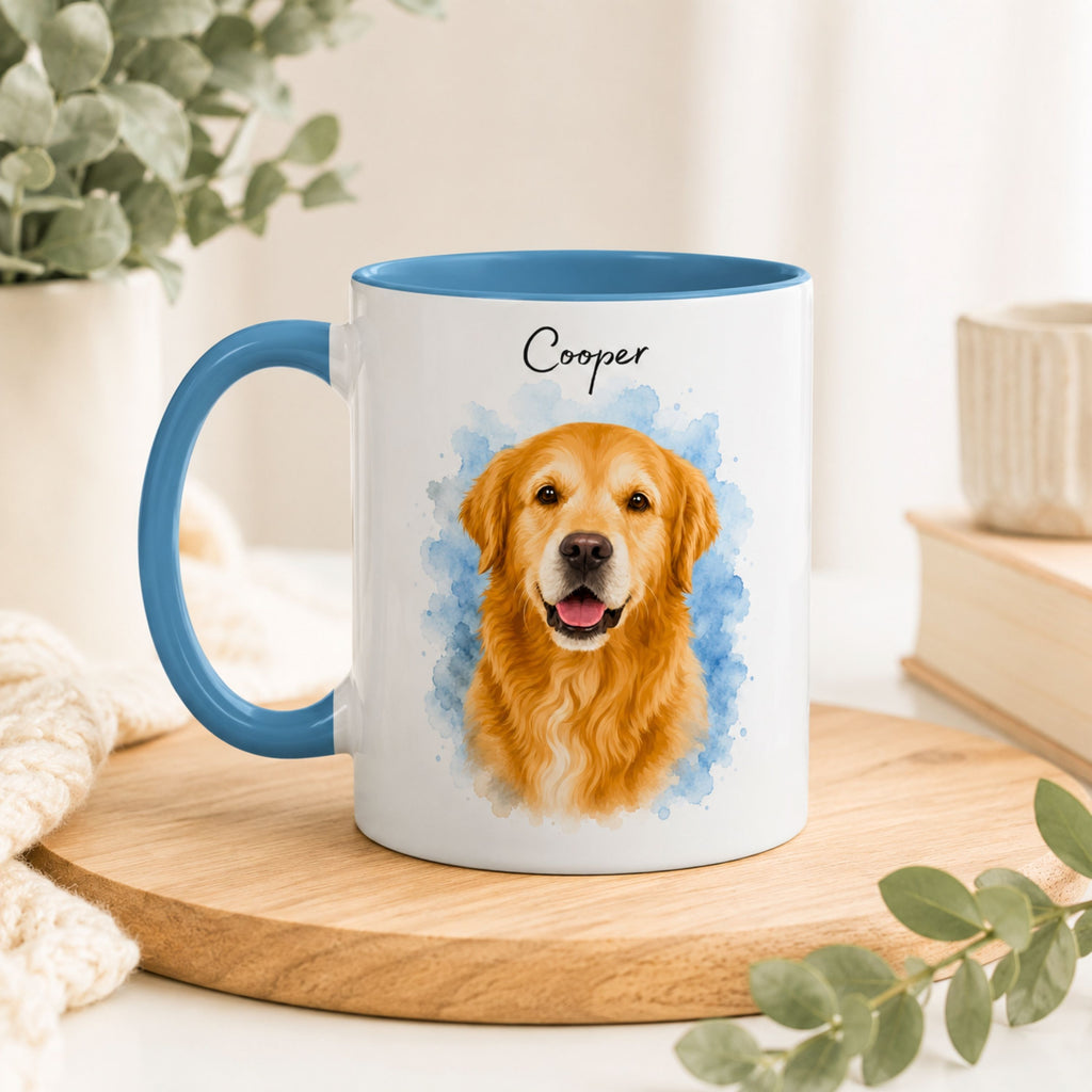 Personalized Watercolor Pet Portrait Mug | Custom Cat & Dog Gift