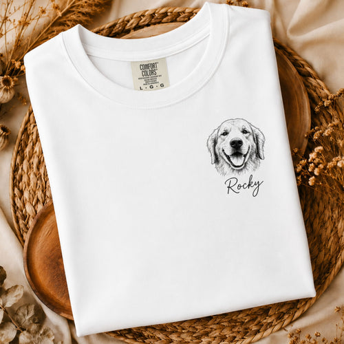 Custom Minimalist Pet Sketch T-Shirt | Personalized Dog Portrait Tee