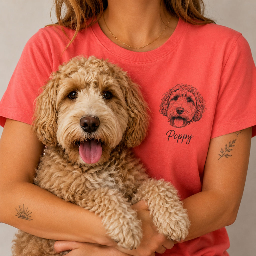 Custom Minimalist Pet Sketch T-Shirt | Personalized Dog Portrait Tee