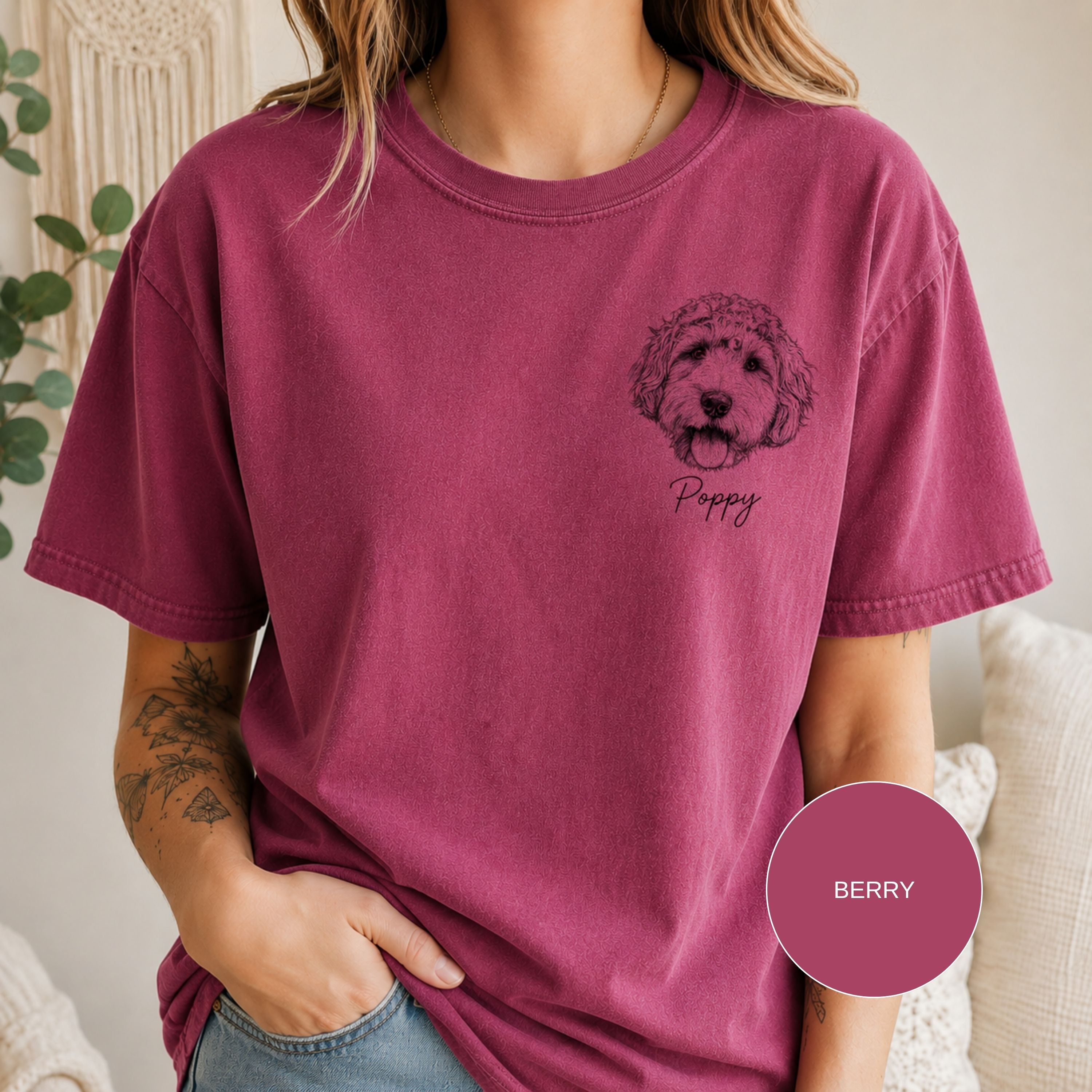 Custom Minimalist Pet Sketch T-Shirt | Personalized Dog Portrait Tee