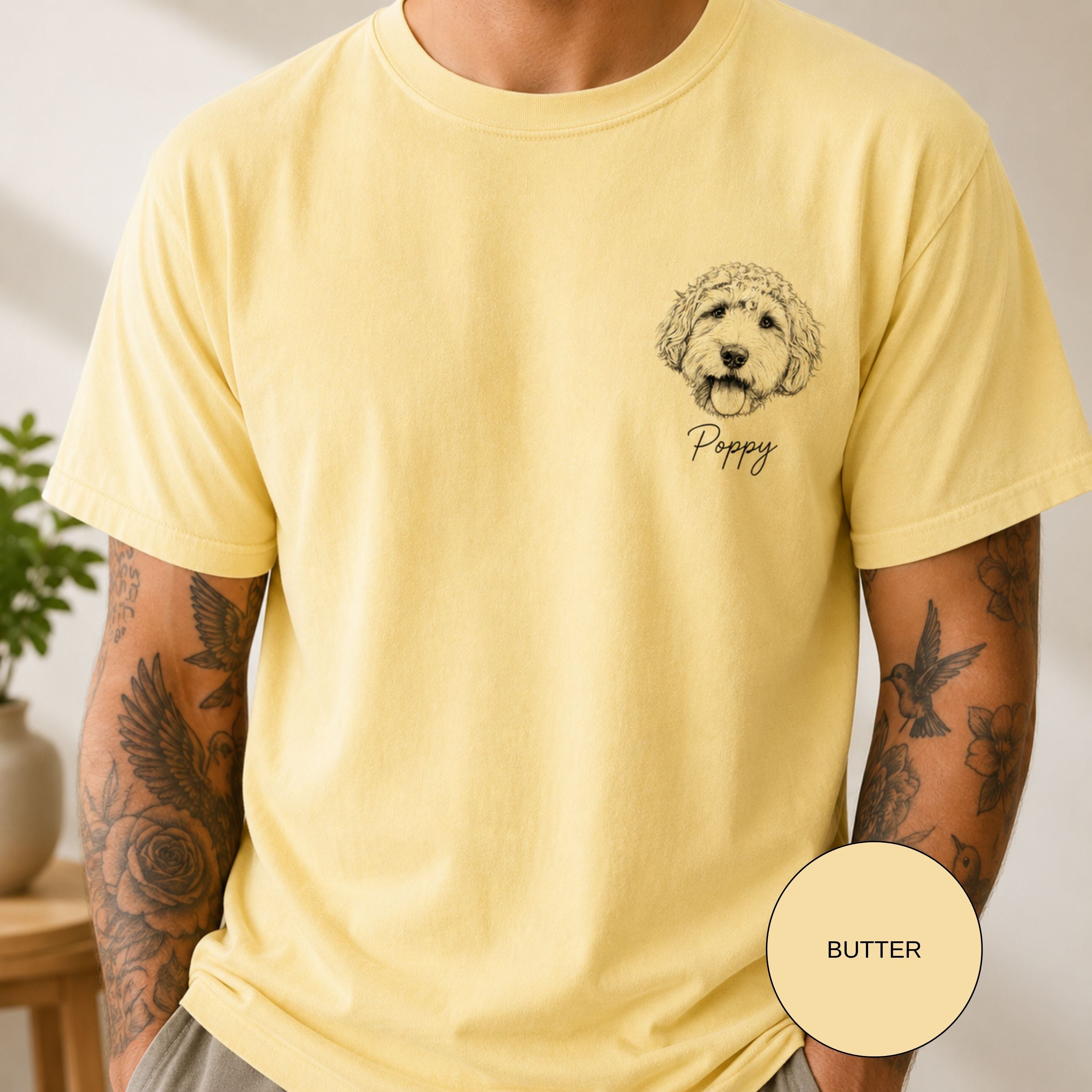 Custom Minimalist Pet Sketch T-Shirt | Personalized Dog Portrait Tee