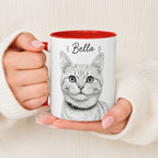 Personalized Minimalist Cat Portrait Mug | Custom Pet Gift