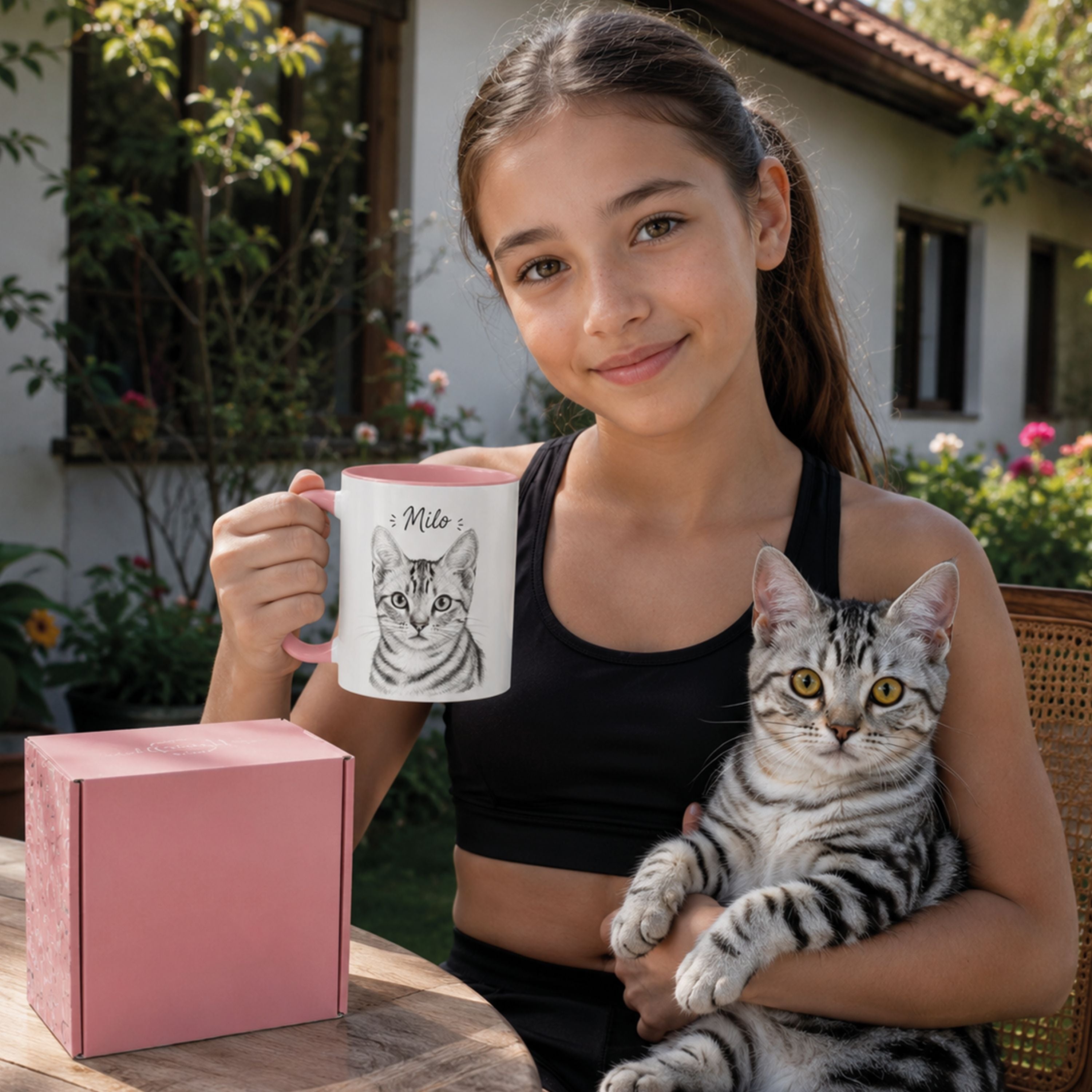 Personalized Minimalist Cat Portrait Mug | Custom Pet Gift