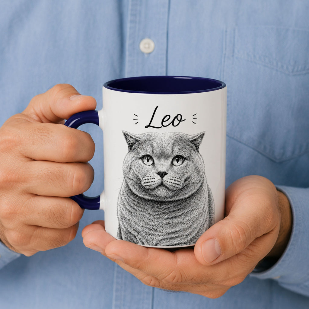 Personalized Minimalist Cat Portrait Mug | Custom Pet Gift