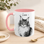 Personalized Minimalist Cat Portrait Mug | Custom Pet Gift
