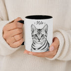 Personalized Minimalist Cat Portrait Mug | Custom Pet Gift