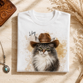 Custom Cat Shirt – Personalized Western Watercolor Portrait