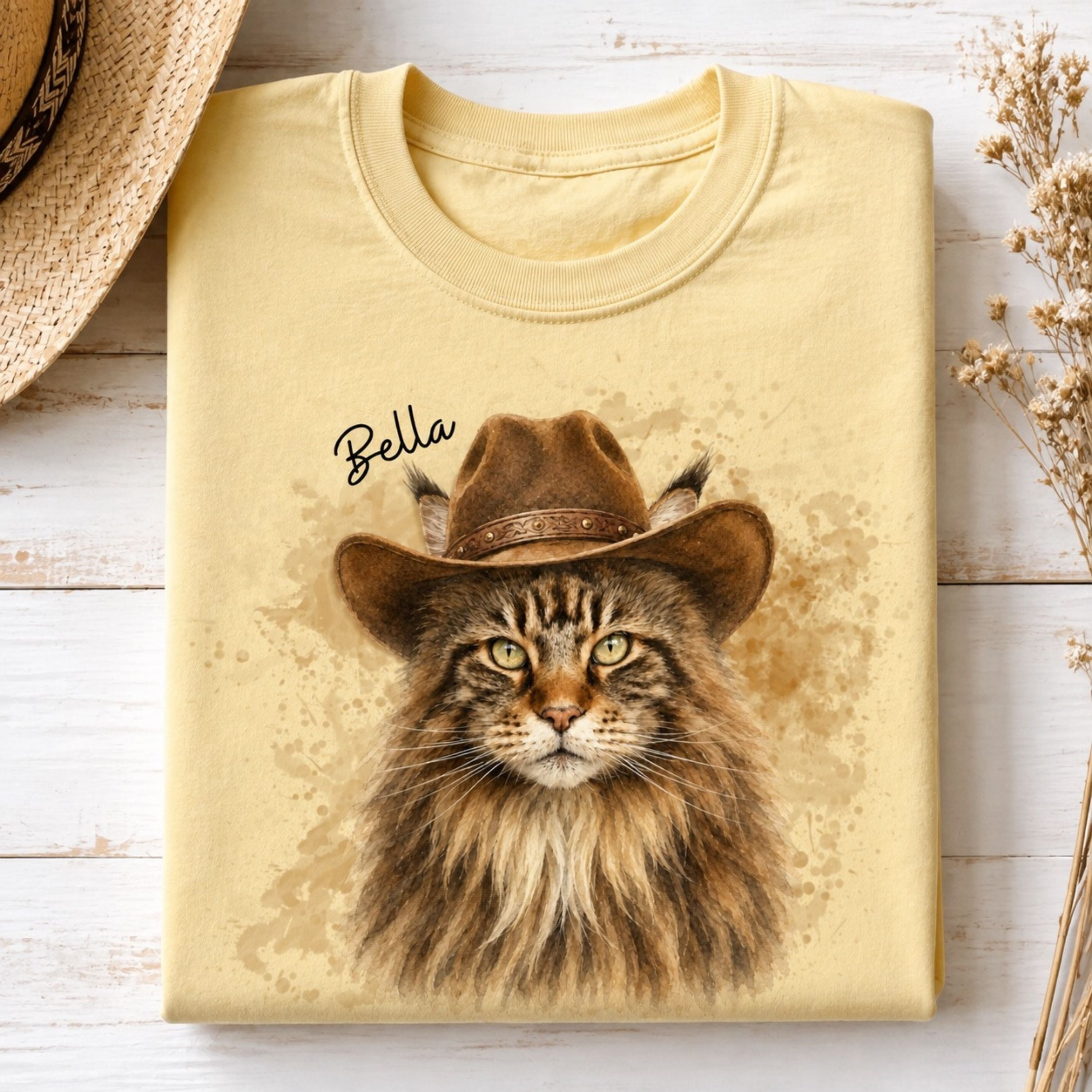 Custom Cat Shirt – Personalized Western Watercolor Portrait