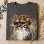 Custom Cat Shirt – Personalized Western Watercolor Portrait