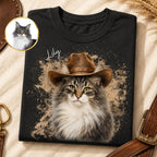 Custom Cat Shirt – Personalized Western Watercolor Portrait