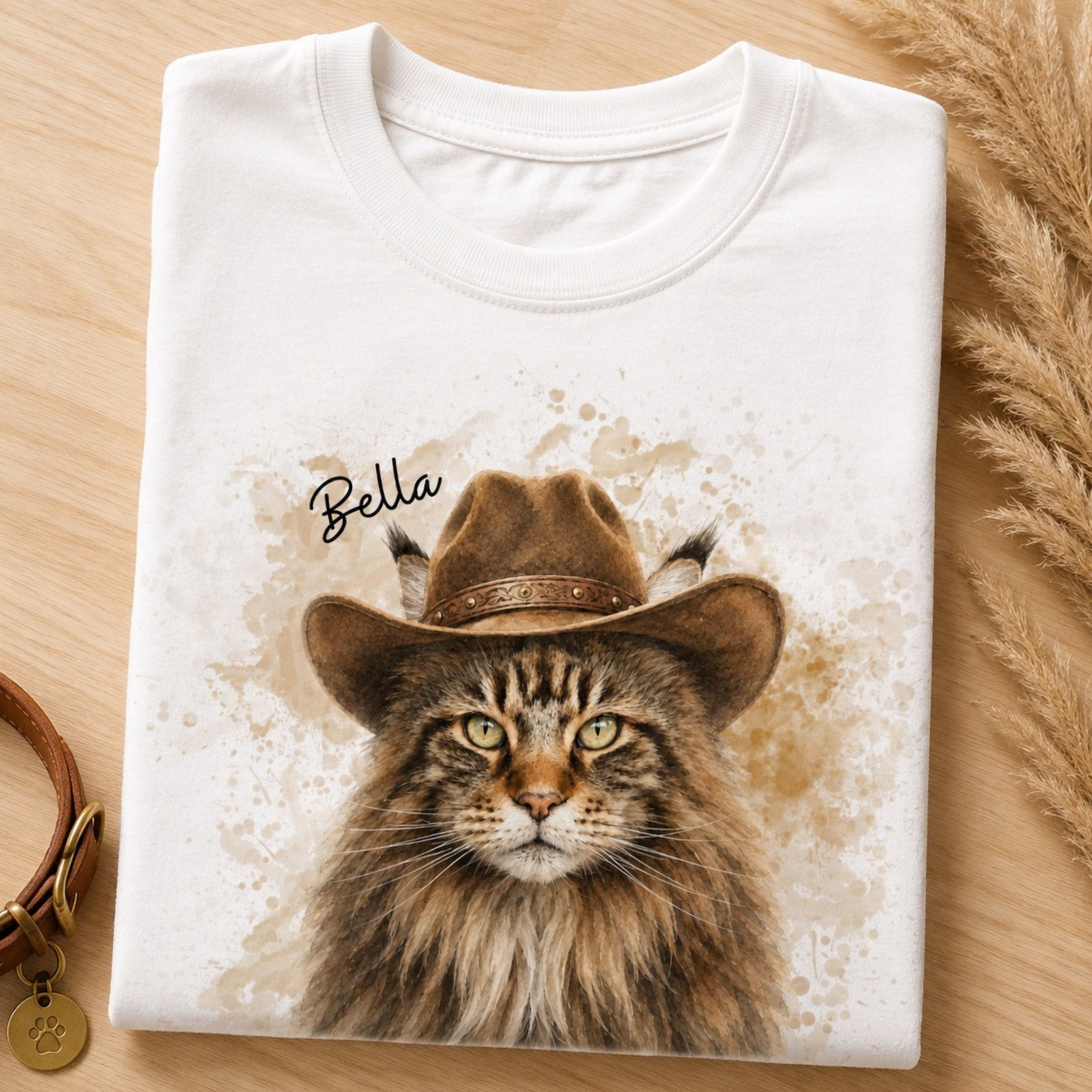 Custom Cat Shirt – Personalized Western Watercolor Portrait