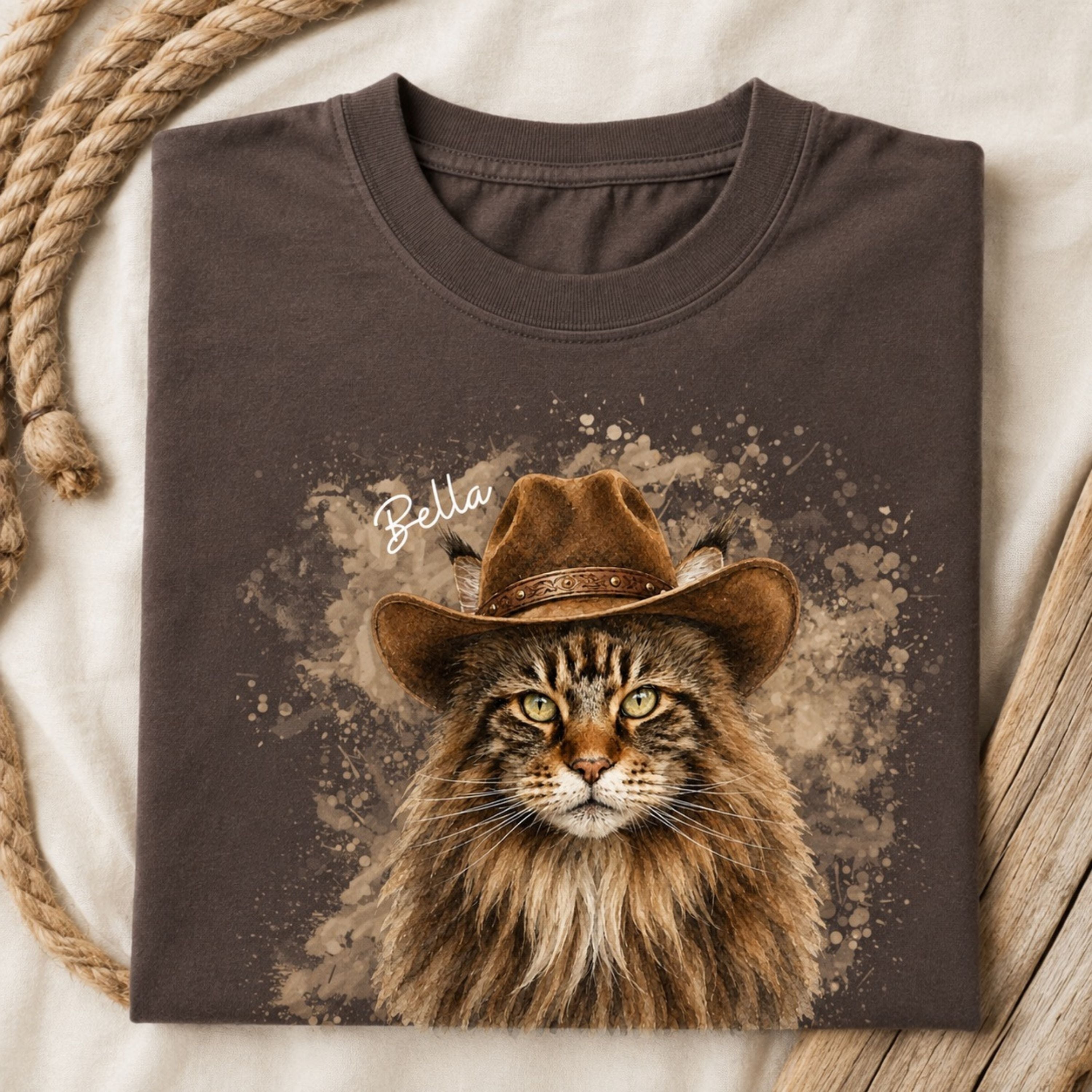 Custom Cat Shirt – Personalized Western Watercolor Portrait