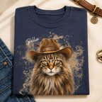 Custom Cat Shirt – Personalized Western Watercolor Portrait