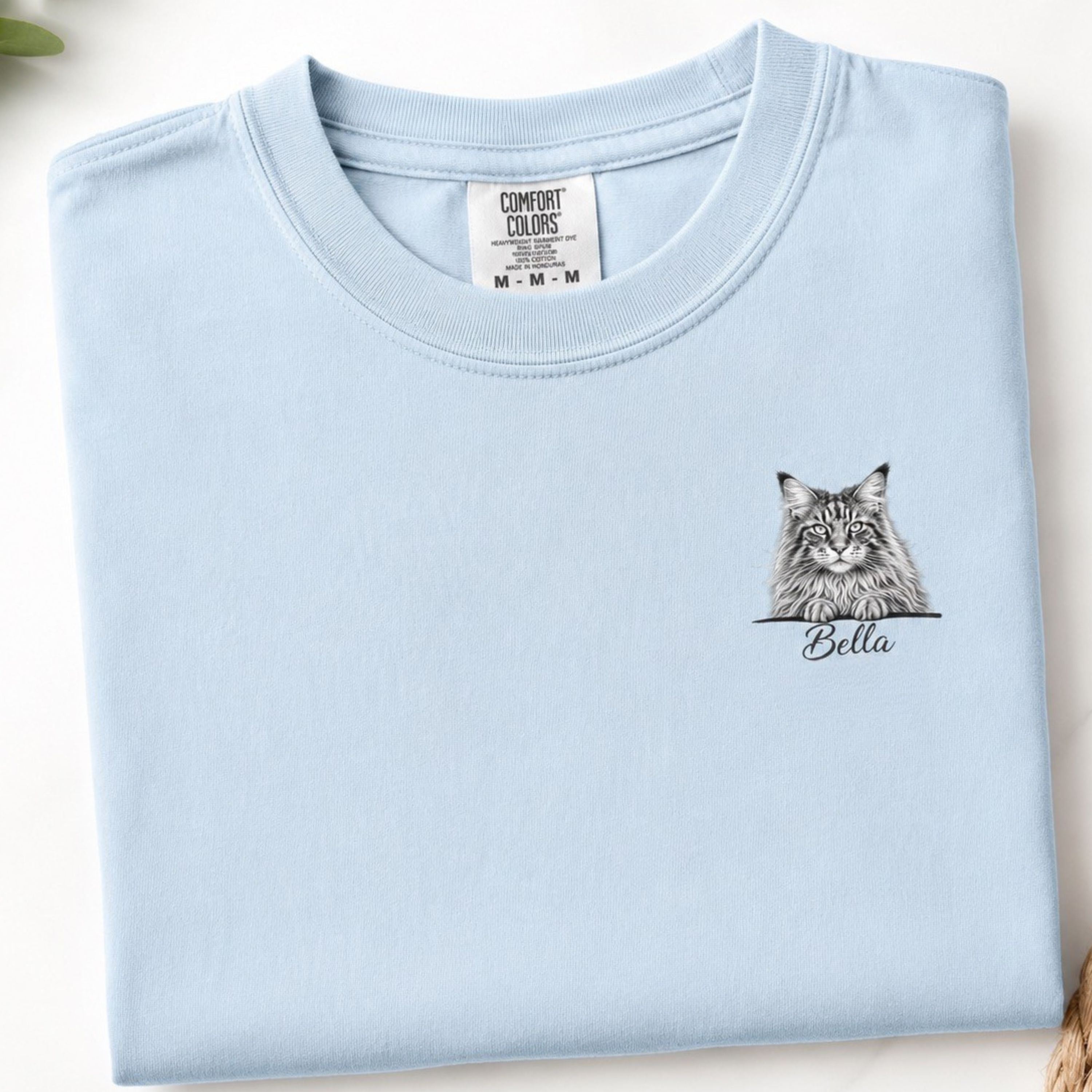 Custom Cat Shirt with Name – Personalized Sketch Portrait