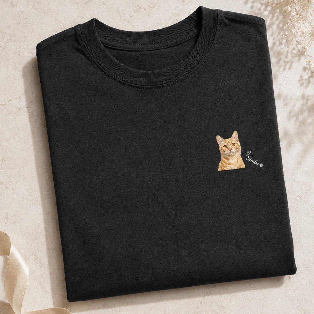 Custom Cat Shirt – Personalized Watercolor Pet Portrait