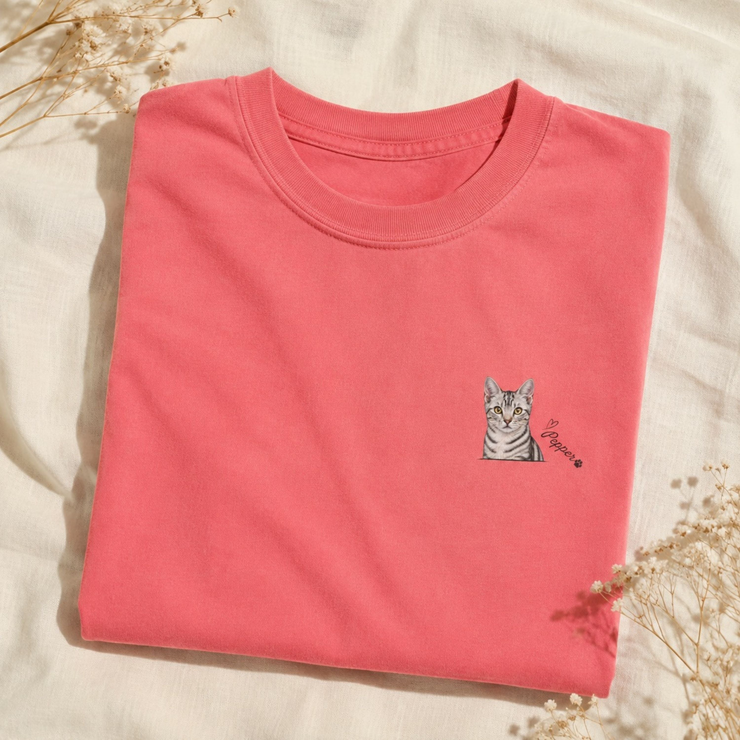 Custom Cat Shirt – Personalized Watercolor Pet Portrait