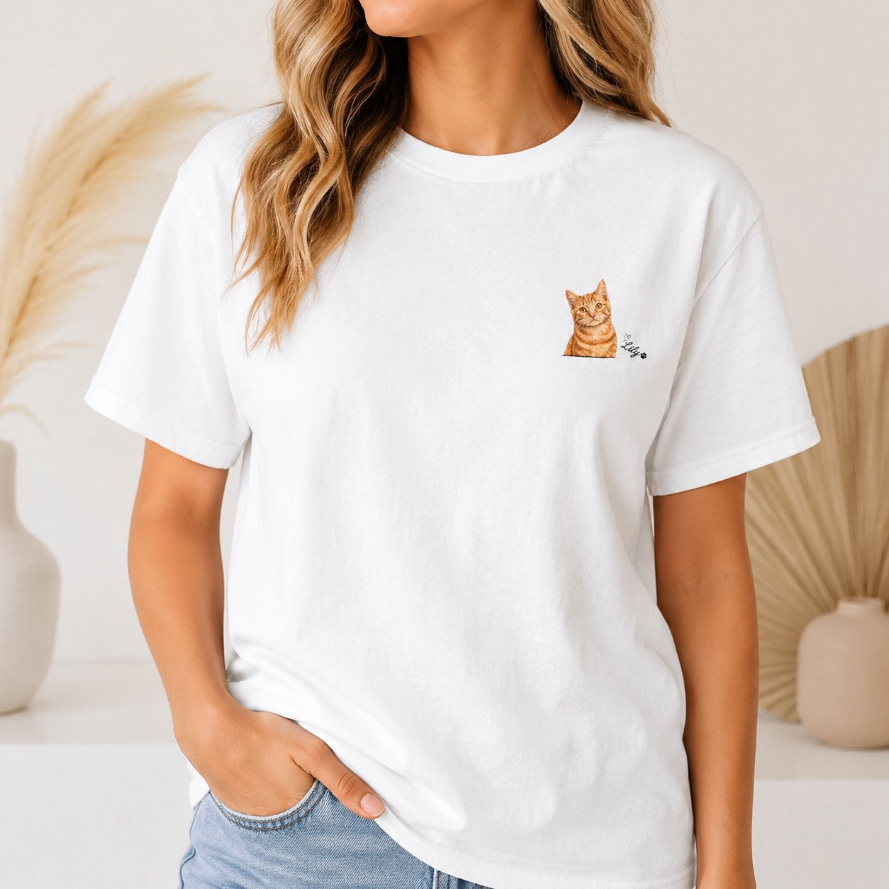 Custom Cat Shirt – Personalized Watercolor Pet Portrait