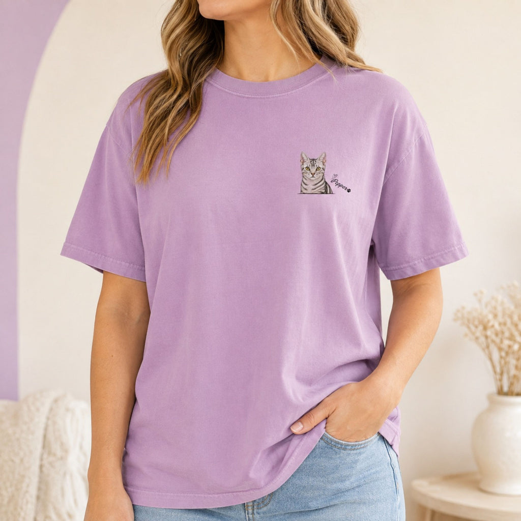 Custom Cat Shirt – Personalized Watercolor Pet Portrait