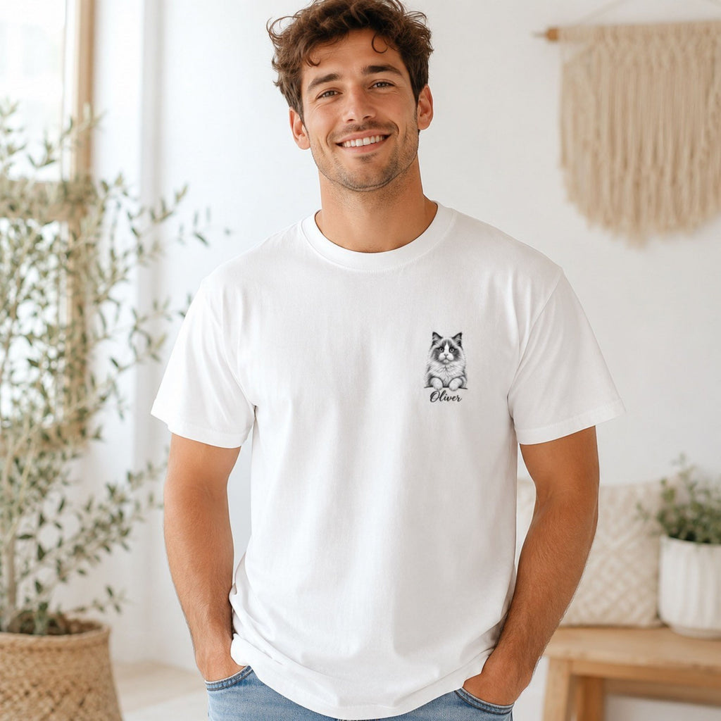 Custom Cat Shirt with Name – Personalized Sketch Portrait