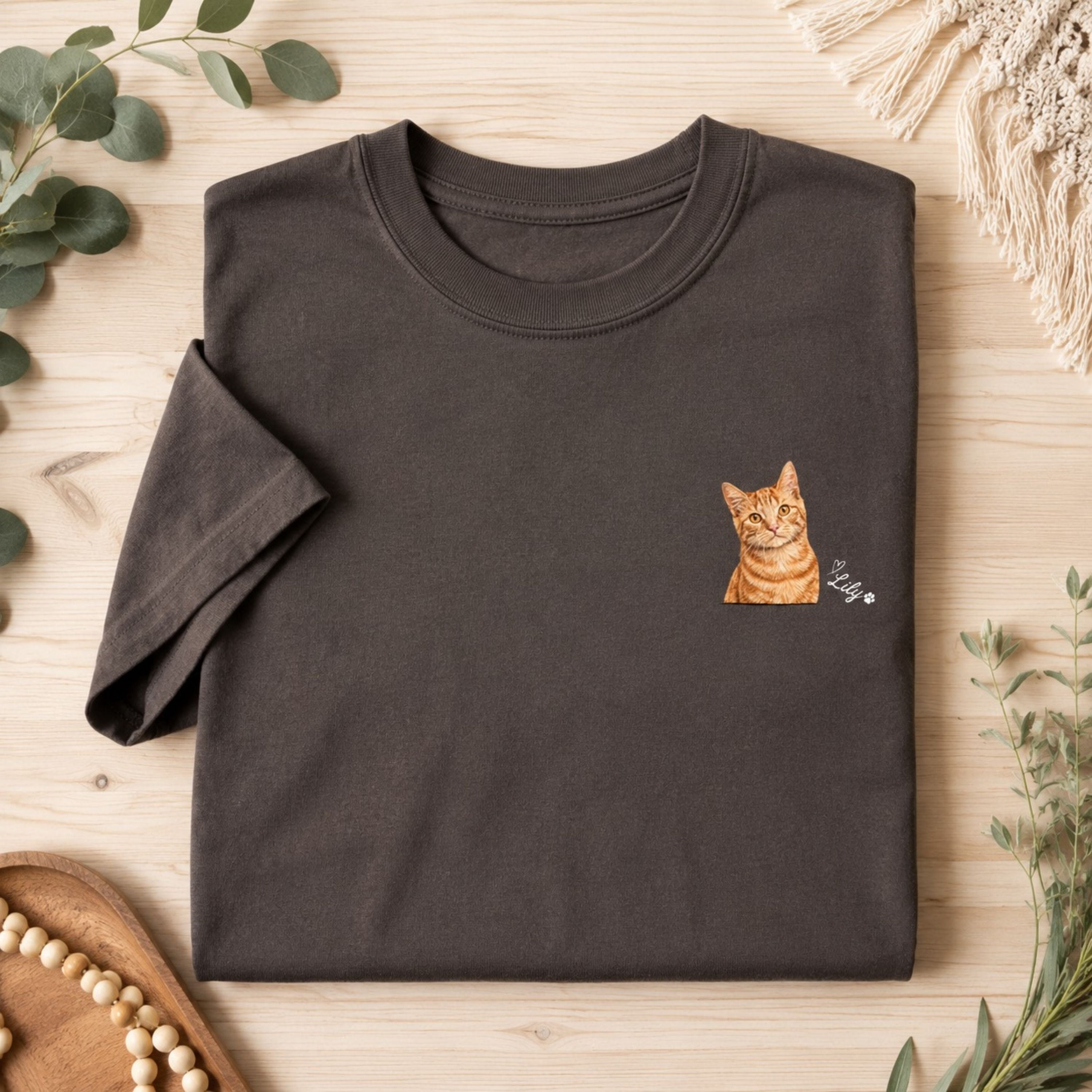 Custom Cat Shirt – Personalized Watercolor Pet Portrait