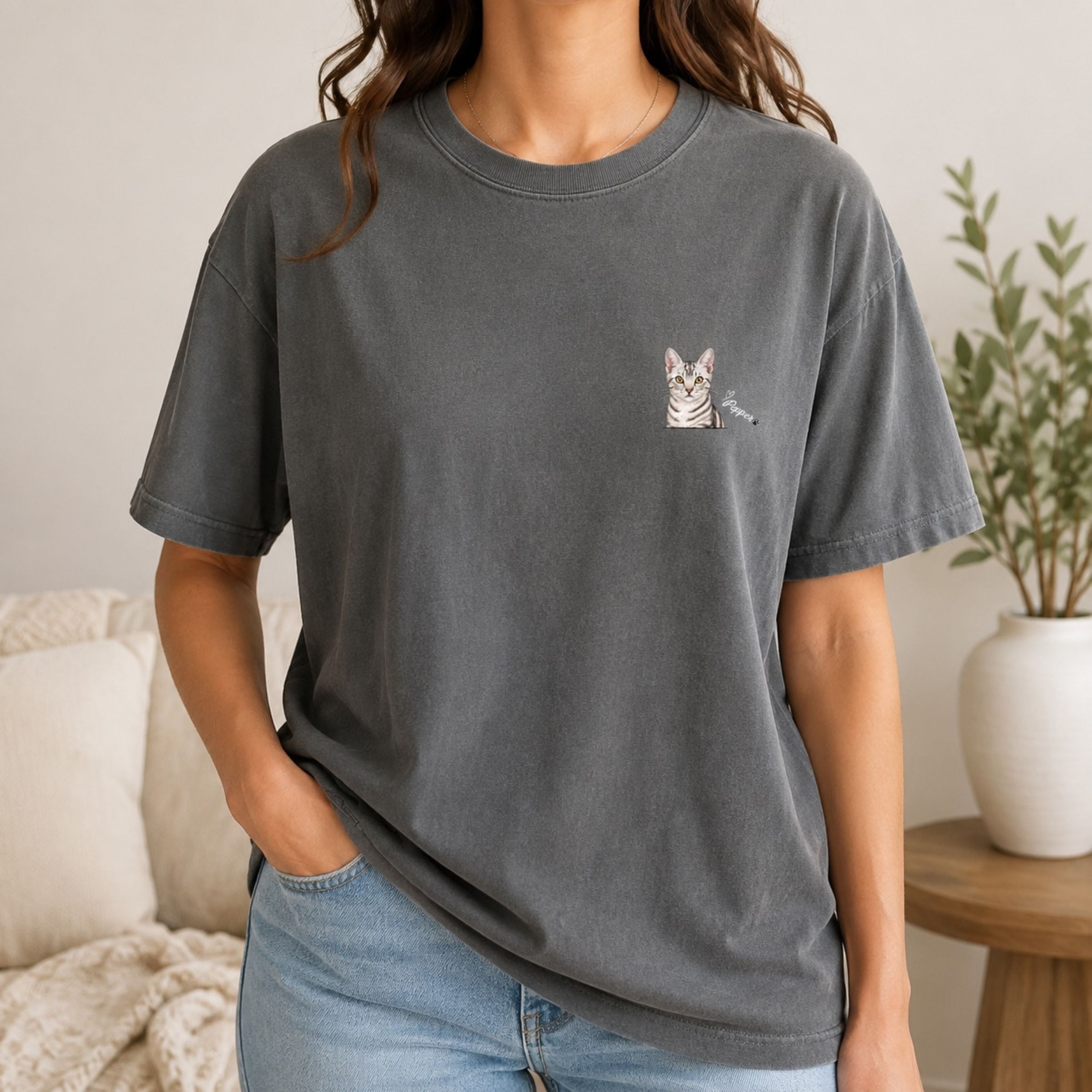Custom Cat Shirt – Personalized Watercolor Pet Portrait