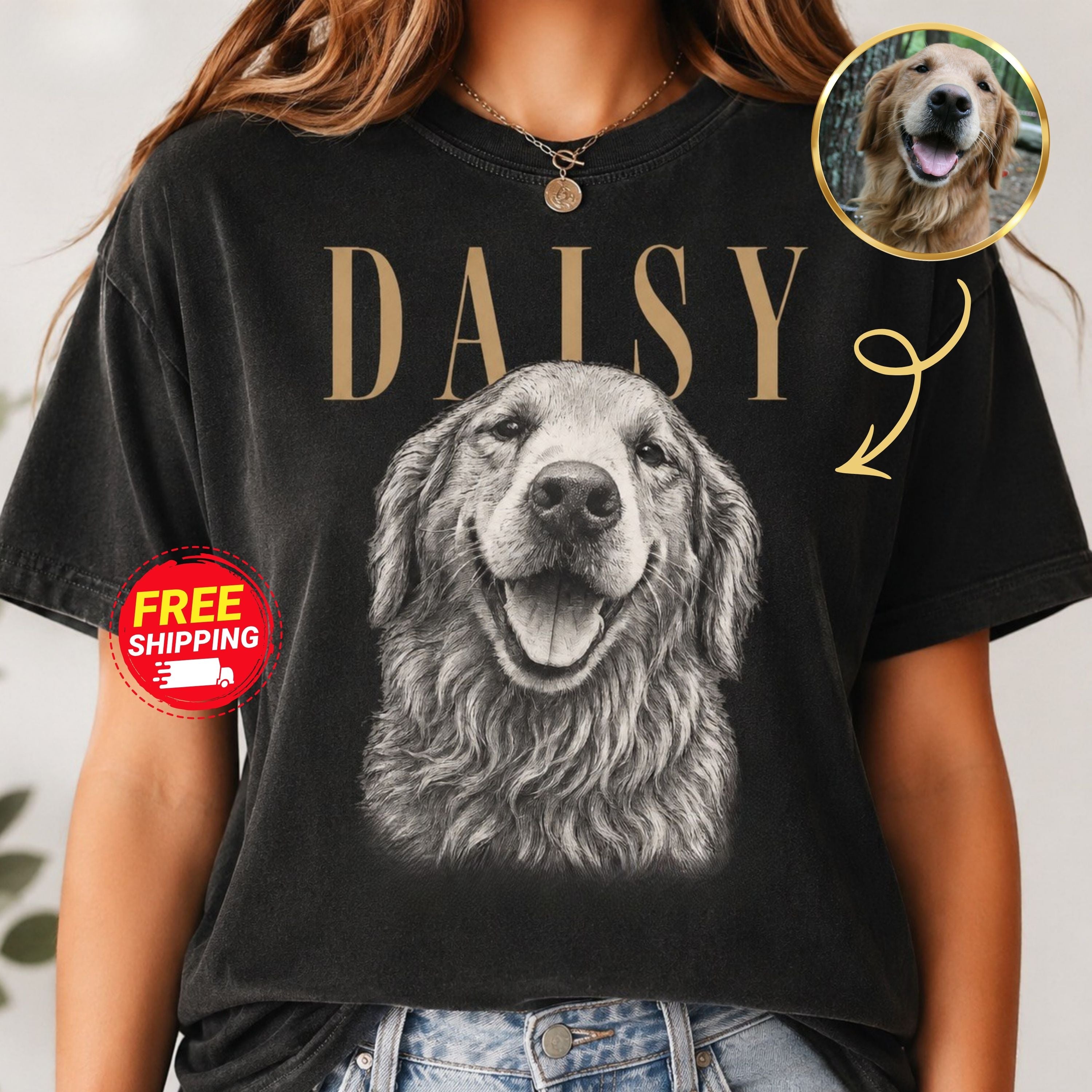 Custom Pet Portrait T-Shirt – Vintage Pencil Sketch