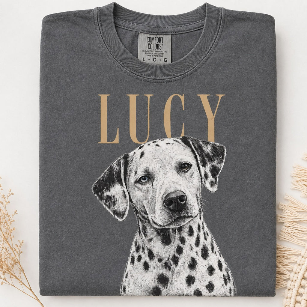 Custom Pet Portrait T-Shirt – Vintage Pencil Sketch
