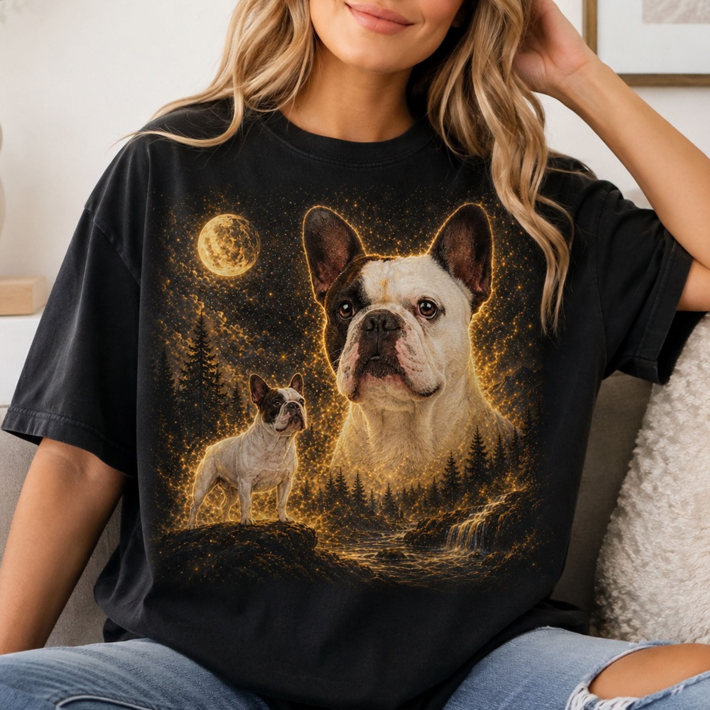 Custom Dog Shirt – Personalized Moon Pet Portrait T-Shirt