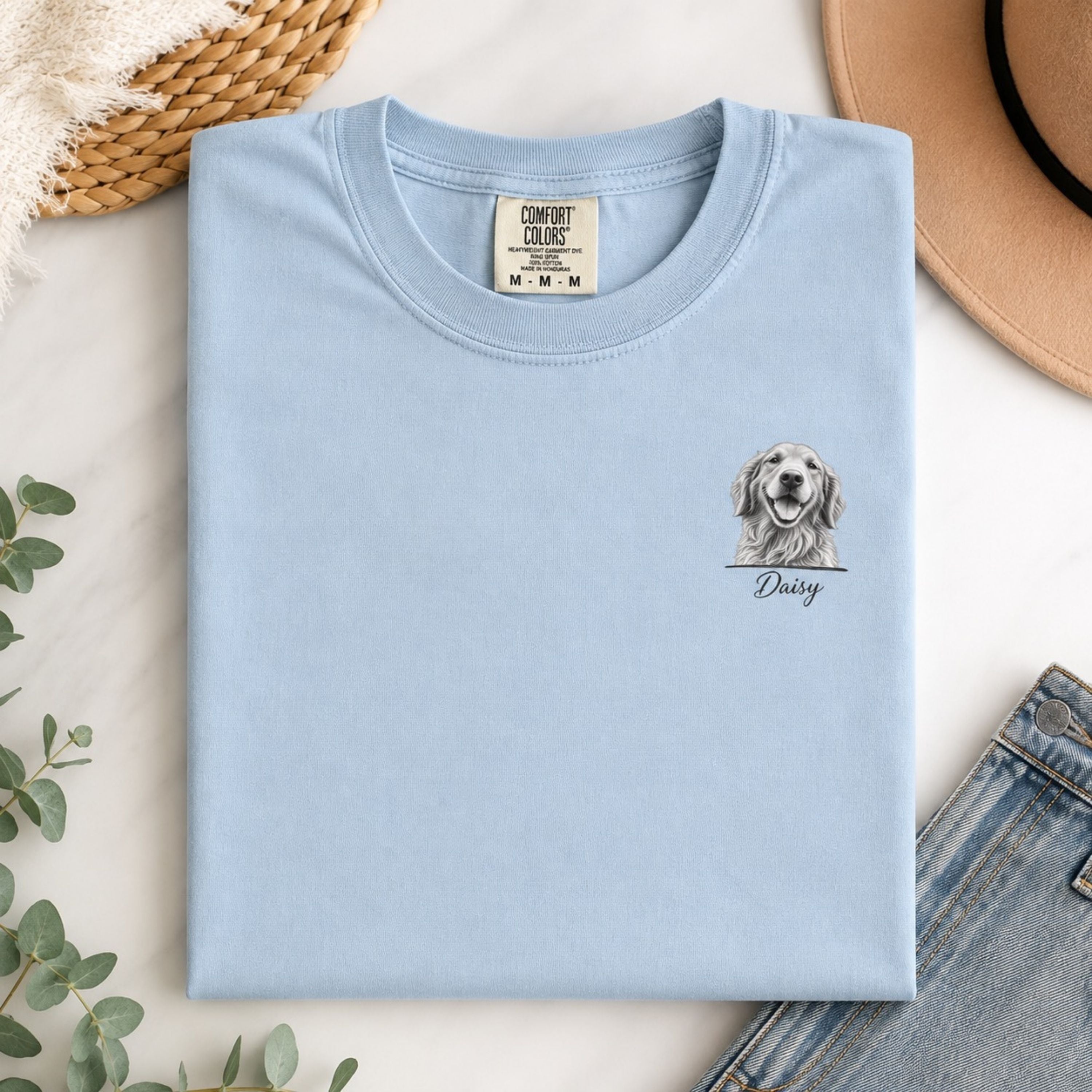 Custom Dog Portrait Shirt – Personalized Sketch Tee