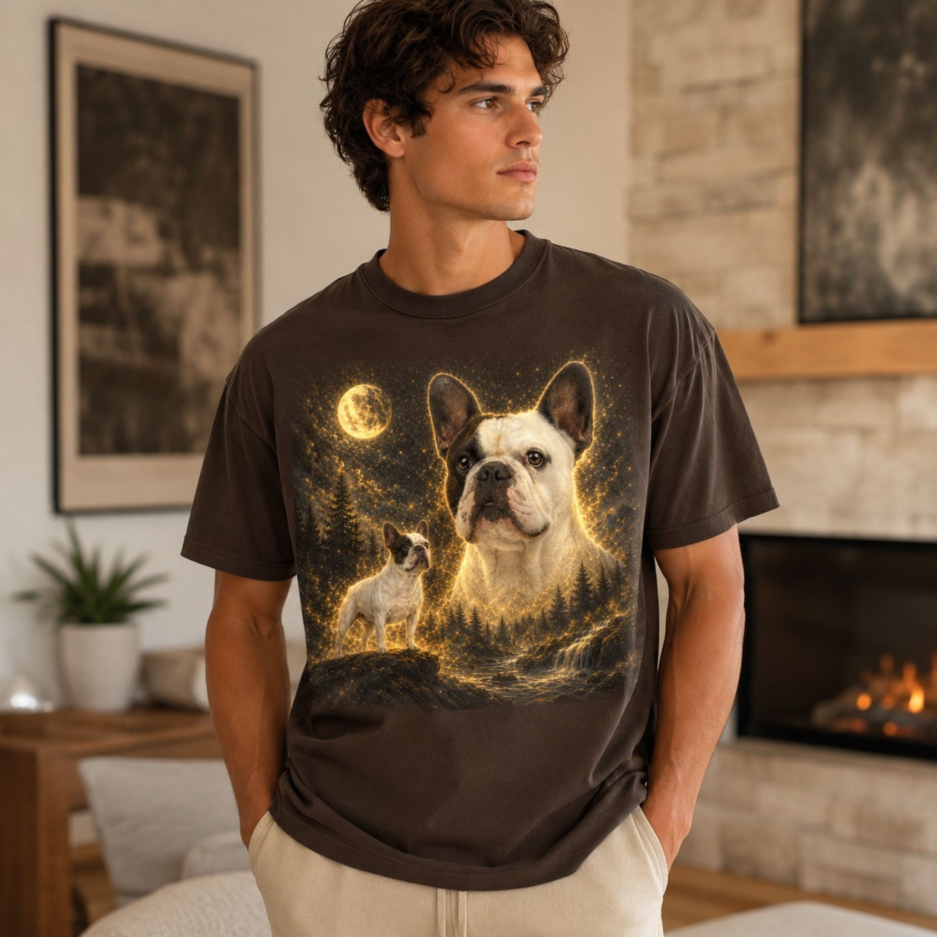 Custom Dog Shirt – Personalized Moon Pet Portrait T-Shirt
