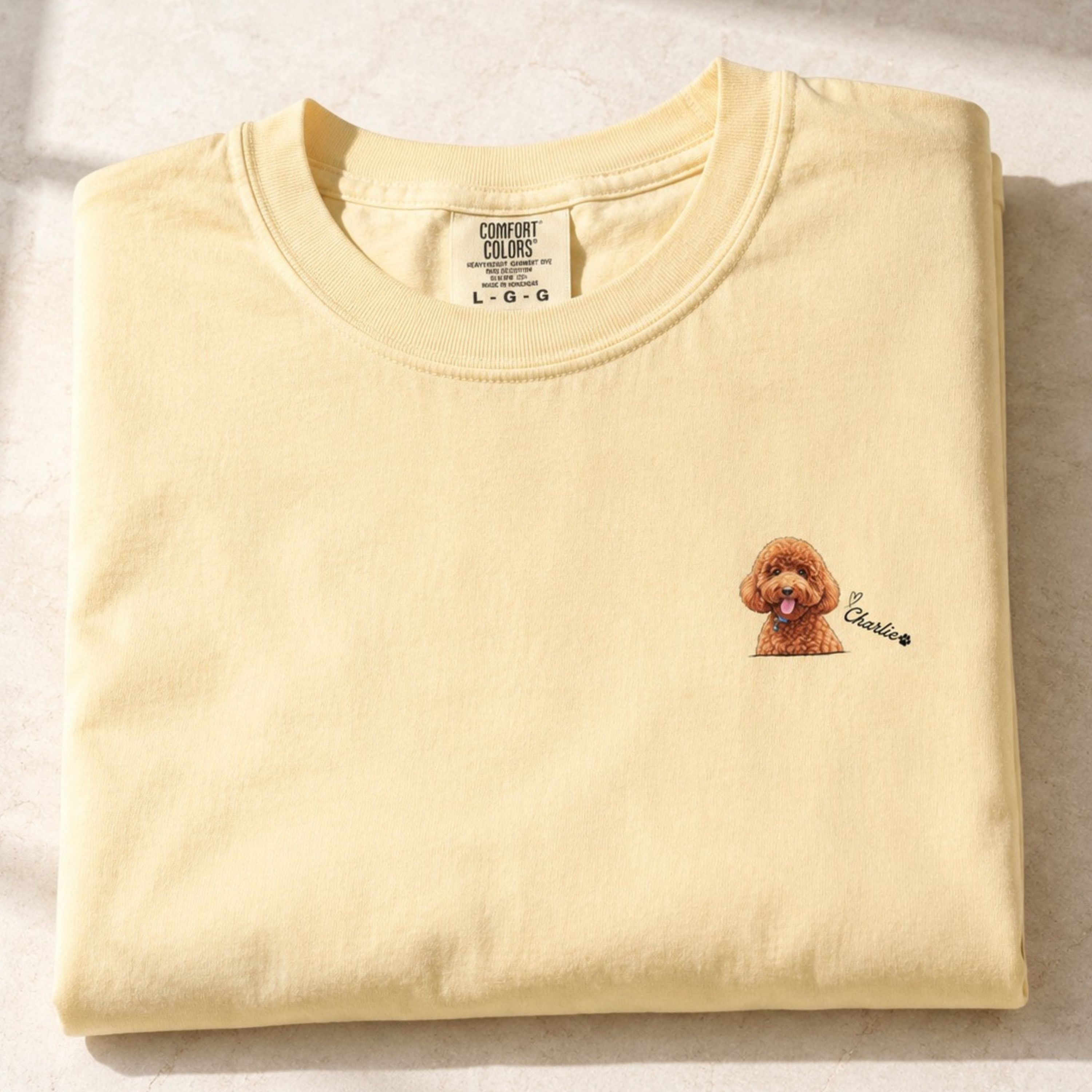 Custom Pet Portrait Shirt – Watercolor Name & Paw Tee