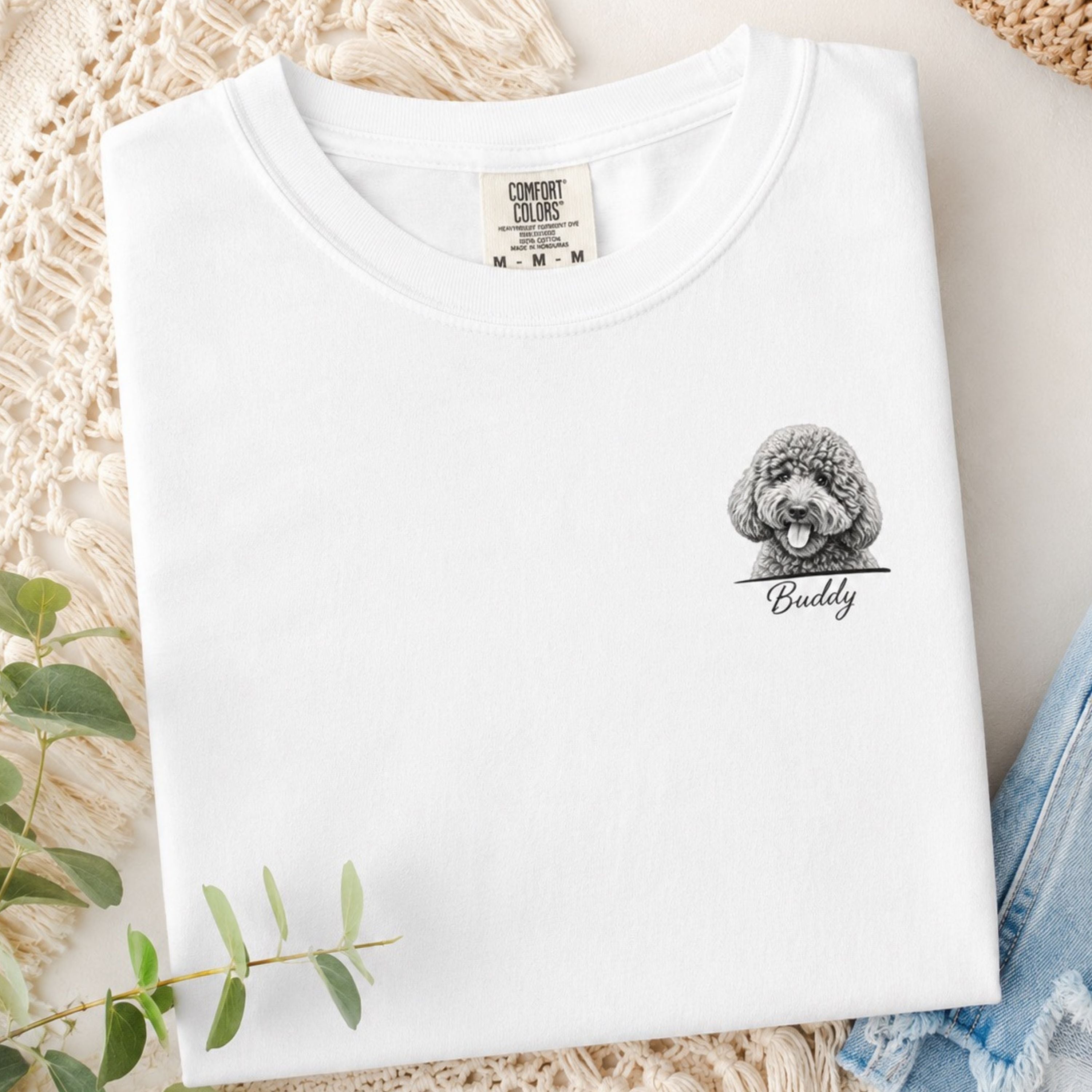 Custom Dog Portrait Shirt – Personalized Sketch Tee