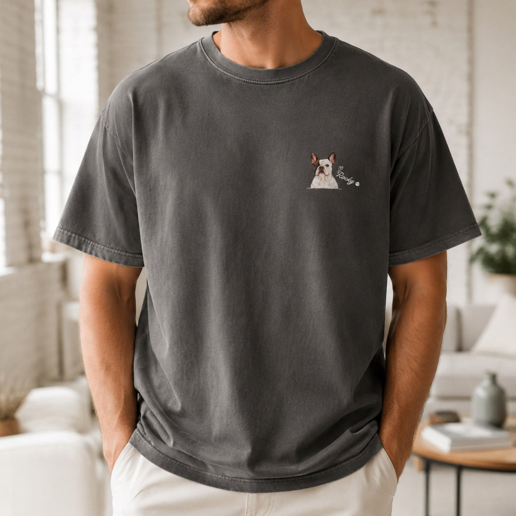 Custom Pet Portrait Shirt – Watercolor Name & Paw Tee
