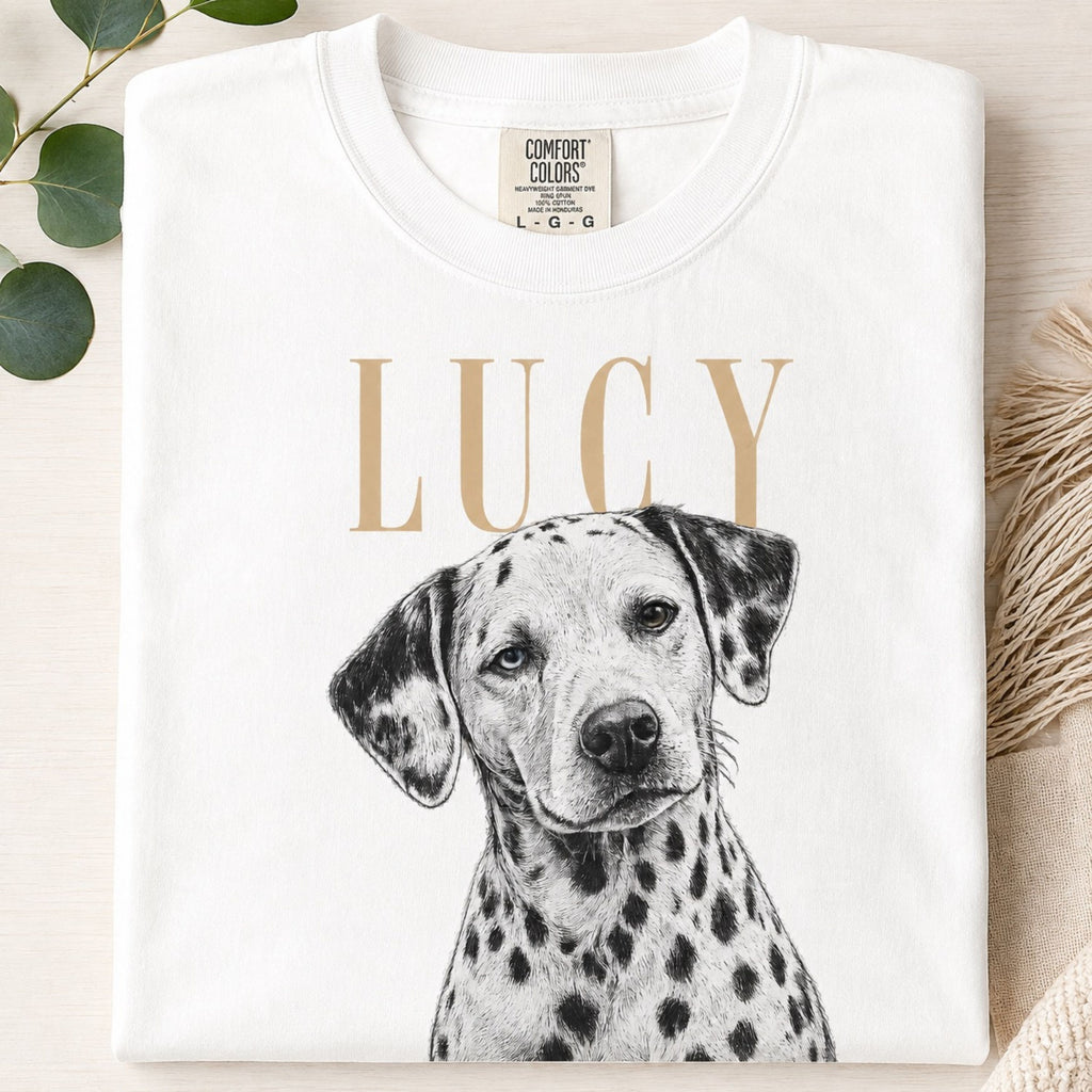 Custom Pet Portrait T-Shirt – Vintage Pencil Sketch