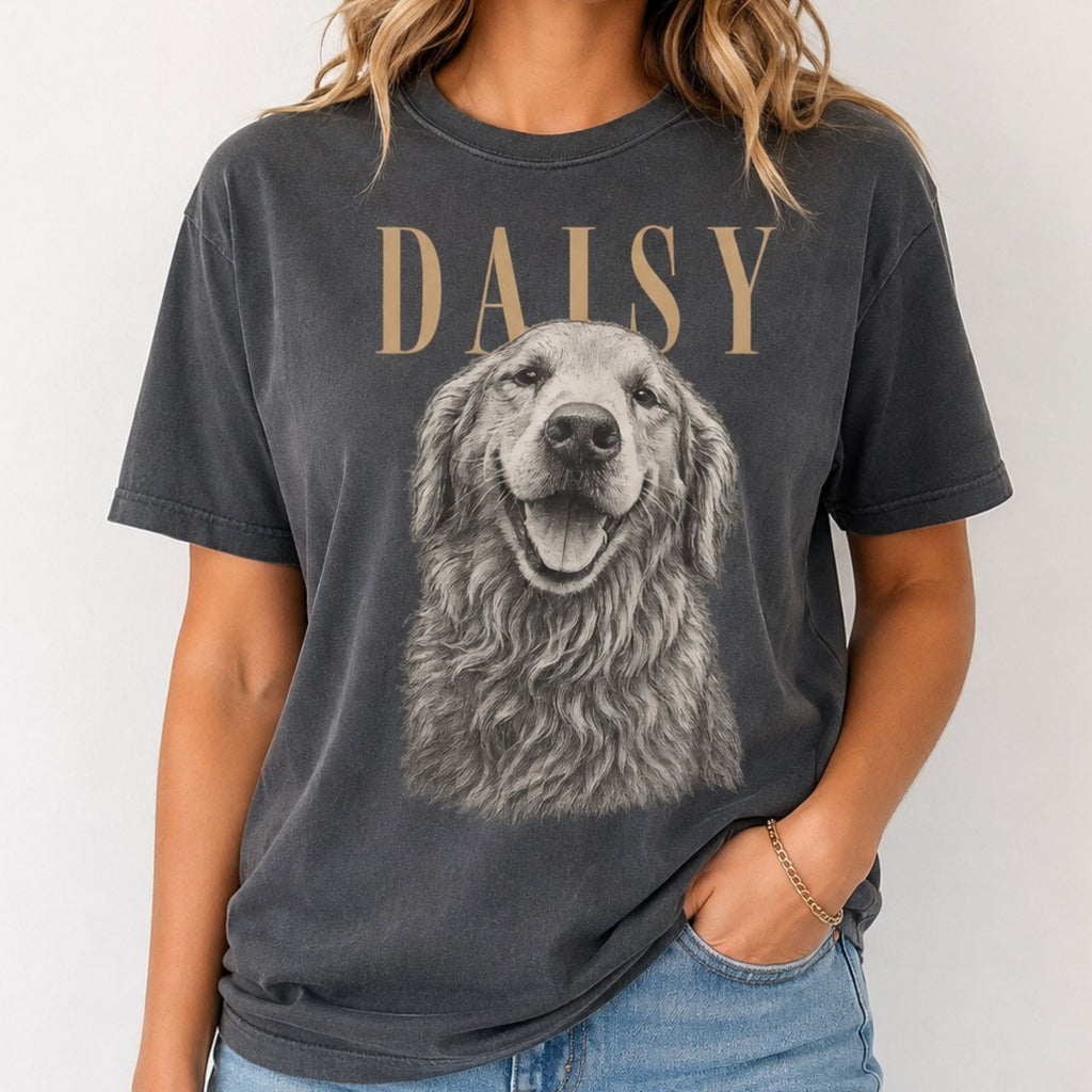 Custom Pet Portrait T-Shirt – Vintage Pencil Sketch
