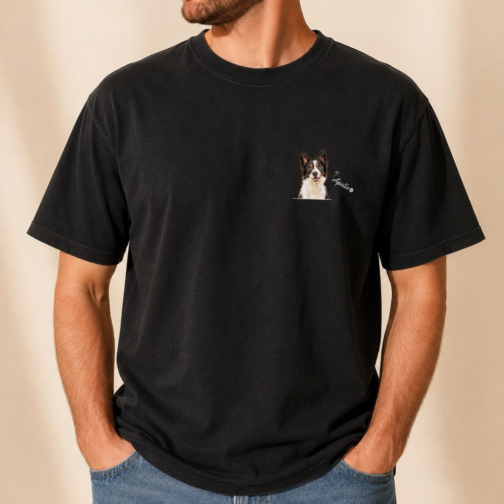 Custom Pet Portrait Shirt – Watercolor Name & Paw Tee