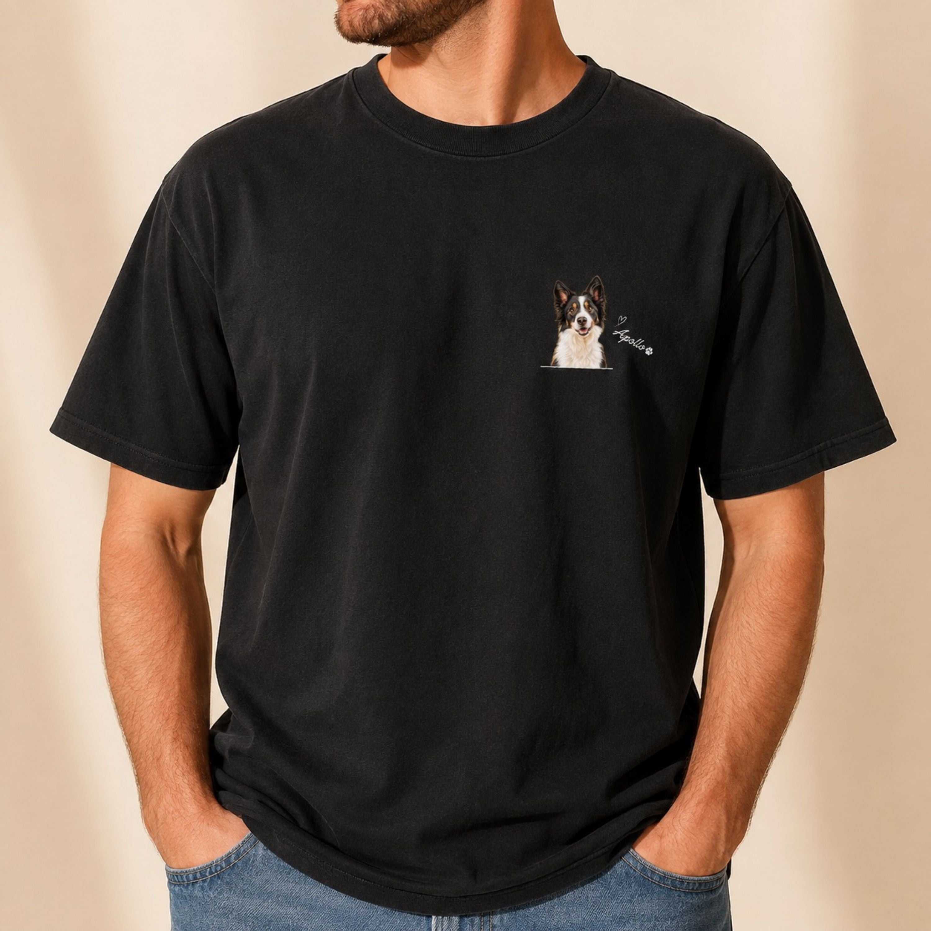 Custom Pet Portrait Shirt – Watercolor Name & Paw Tee