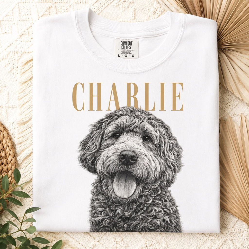 Custom Pet Portrait T-Shirt – Vintage Pencil Sketch