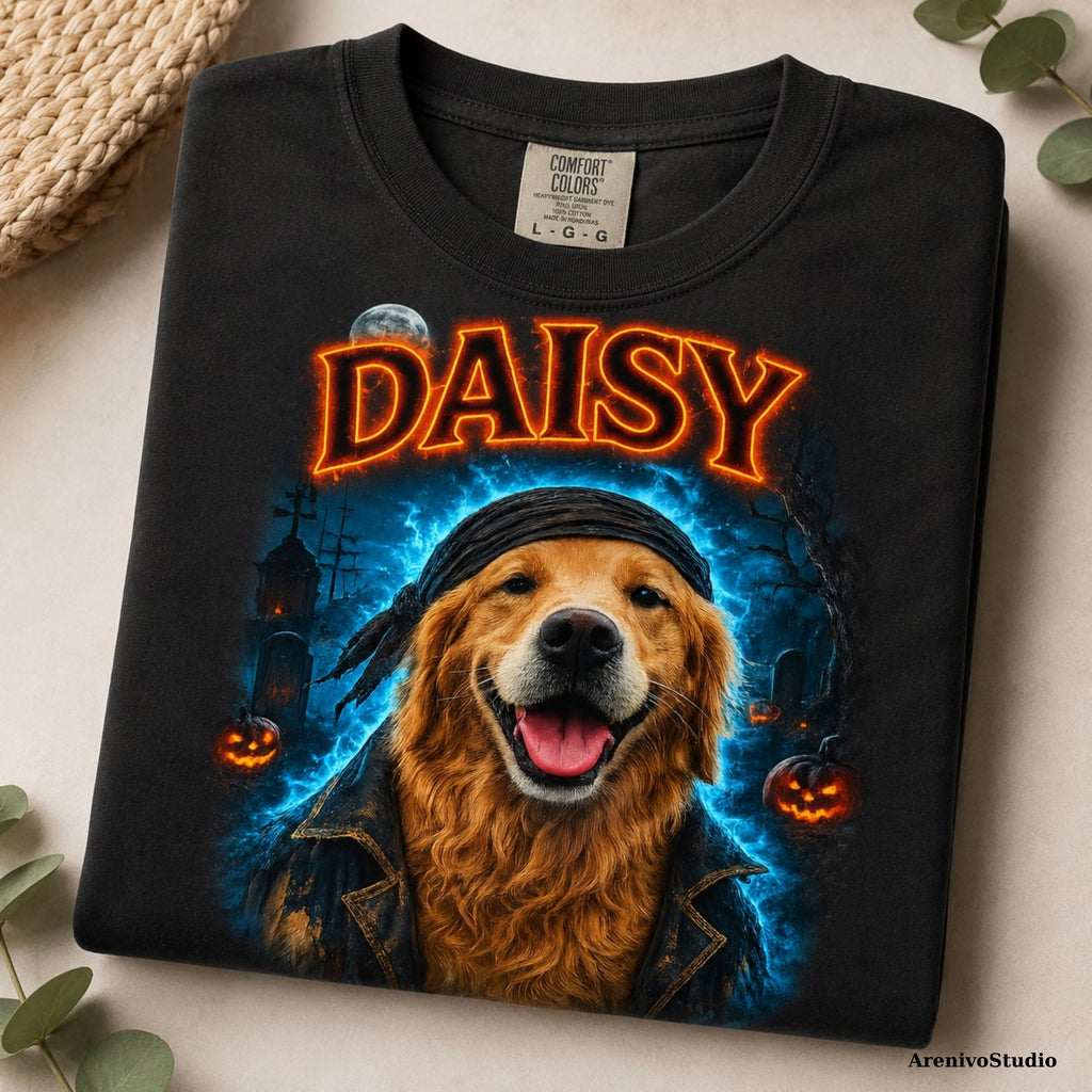 Custom Pet Halloween Shirt – Spooky Portrait T-Shirt