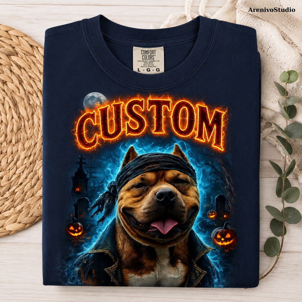 Custom Pet Halloween Shirt – Spooky Portrait T-Shirt